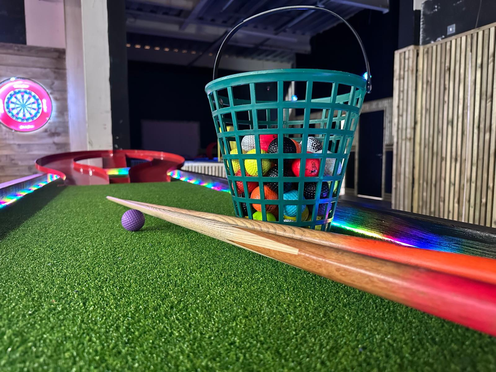 Crazy pool course at No Name Bar & Games Colchester