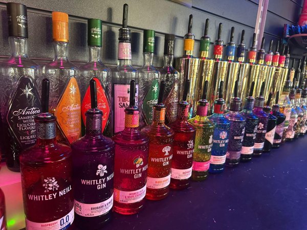 Selection of Alcoholic drinks at No Name Bar and Games