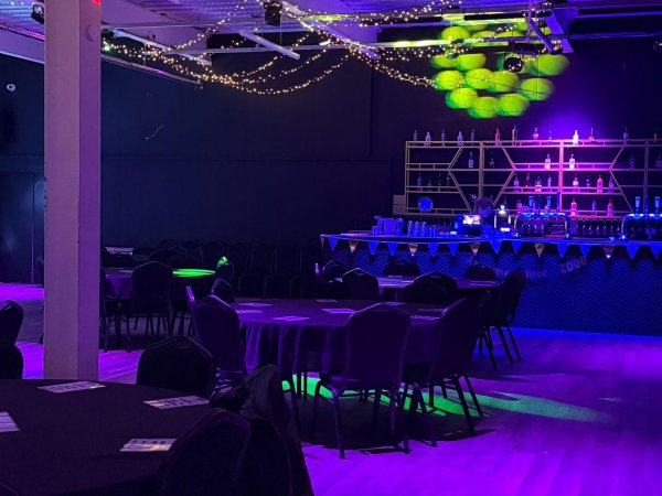 Function room at no name bar and games with tables set out