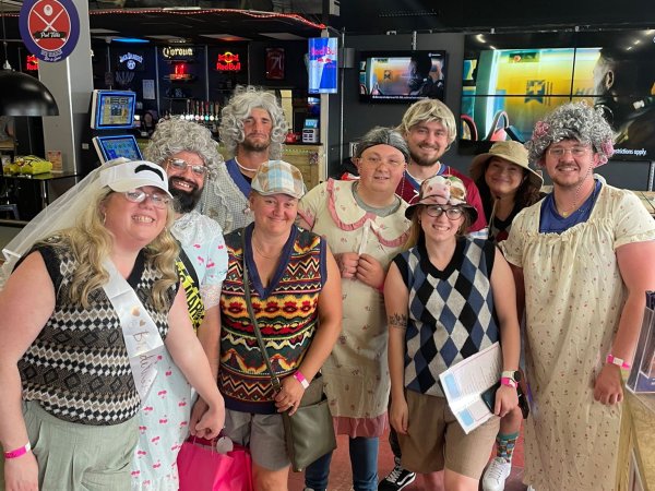 Guests dressed up for stag do at No name Bar and games in Colchester