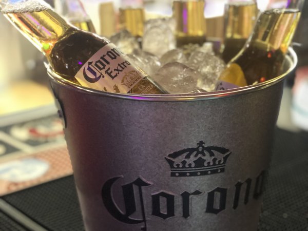 Corona Bucket with corona beers in at no name bar and games