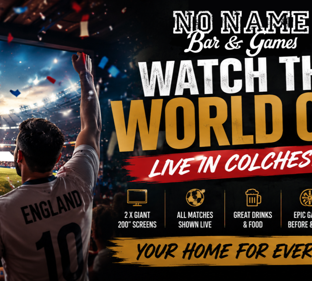 World cup advert for no name bar and games Colchester